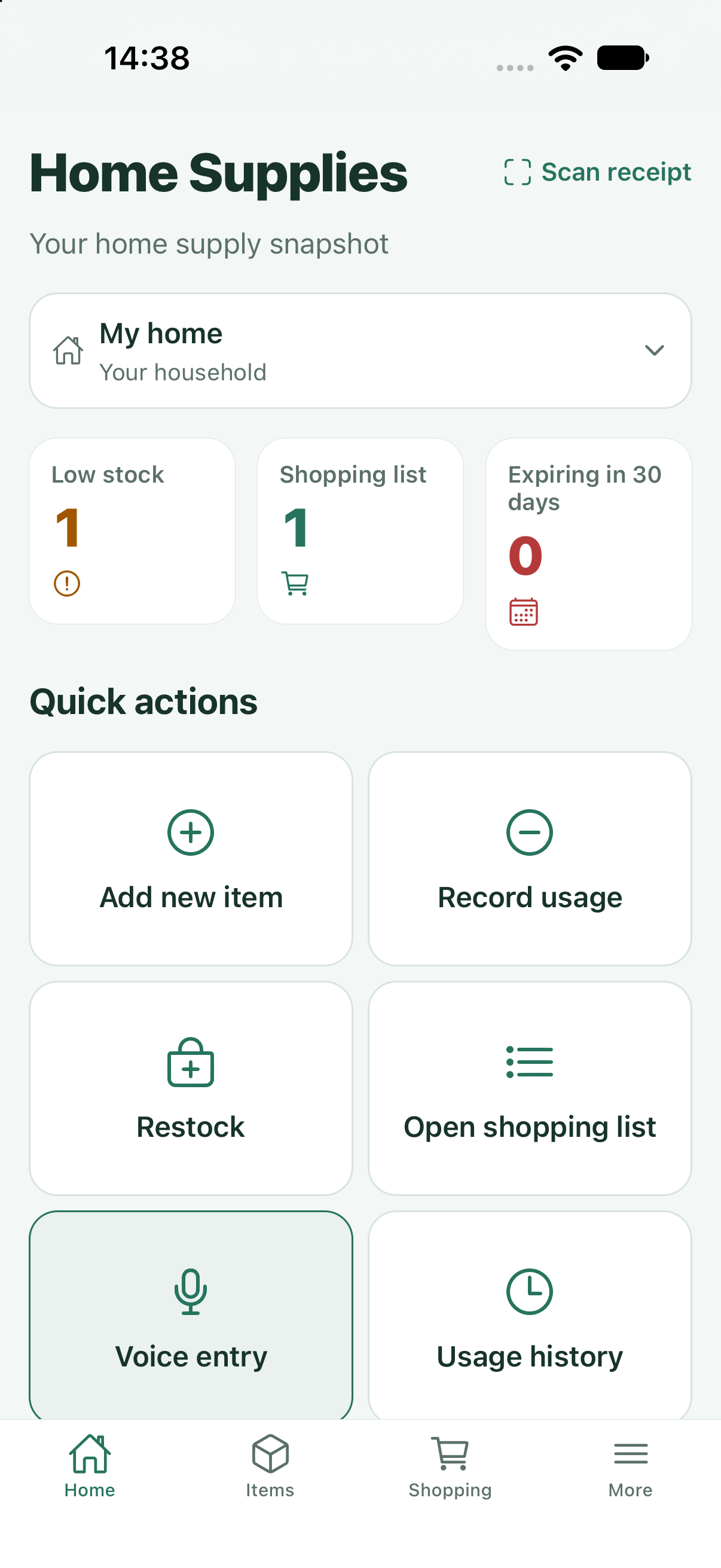 Your home supply snapshot